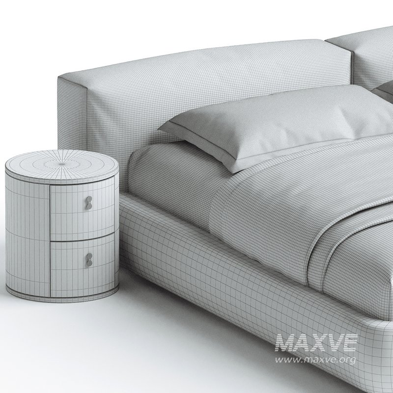 Amos Boucle White Contemporary Rectangular Head Board Bed Frame King Size - Image 3