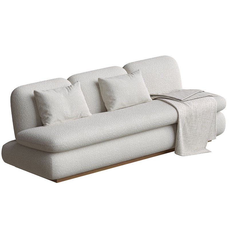 Modern Drama White Boucle Pouf Sofa - Image 1