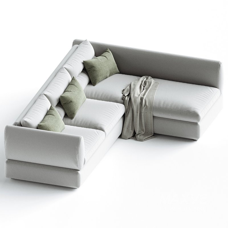 Blanche Parma Three-seater sofa with pouf - Image 1