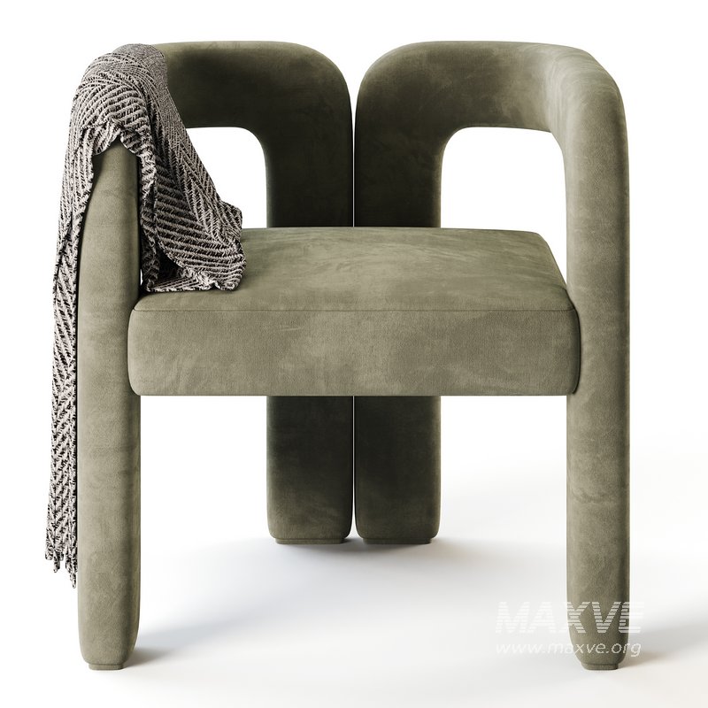 Art Deco Solid Color Arm Chair - Image 7