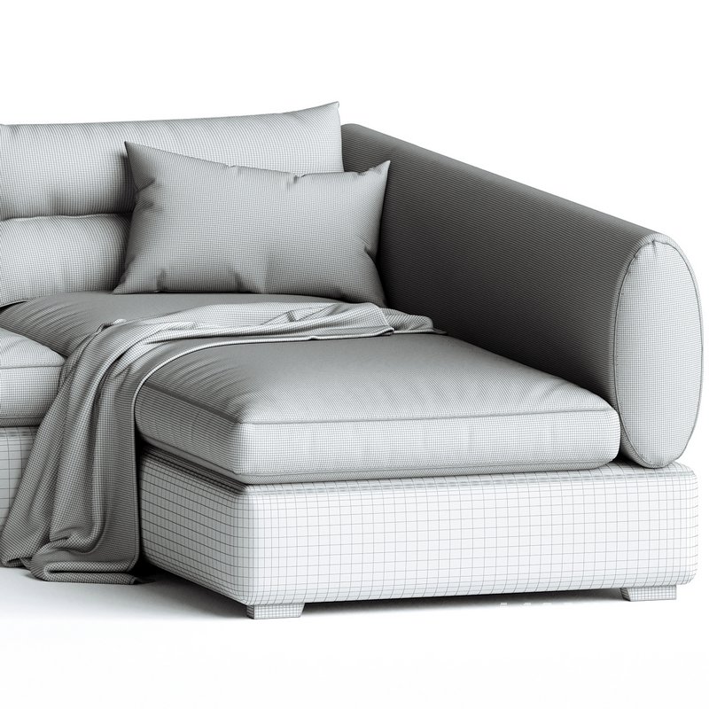 Blanche Parma Three-seater sofa with pouf - Image 4