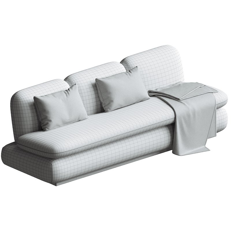 Modern Drama White Boucle Pouf Sofa - Image 5