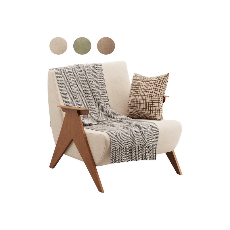Nordic Ash Wood Arm Chair - Image 1