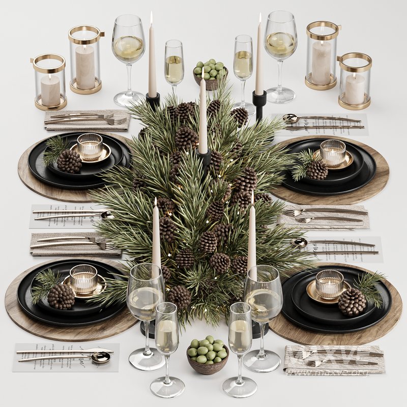 Winter Pine Table Setting Elegance - Image 3