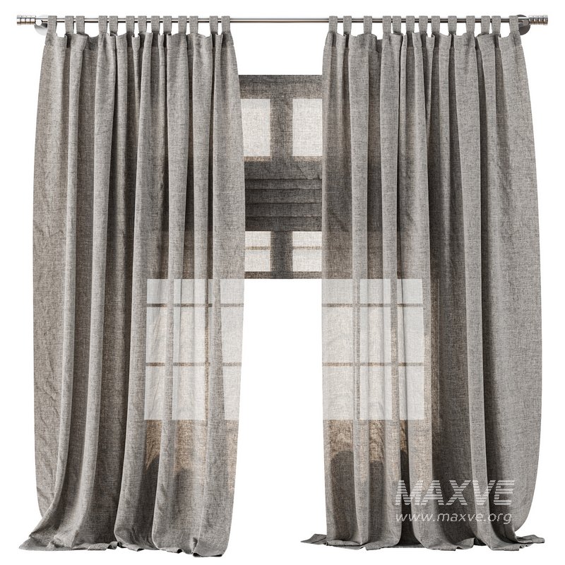 Classic Linen Curtain Set with Metal Rings and Roman shade 63 - Image 4