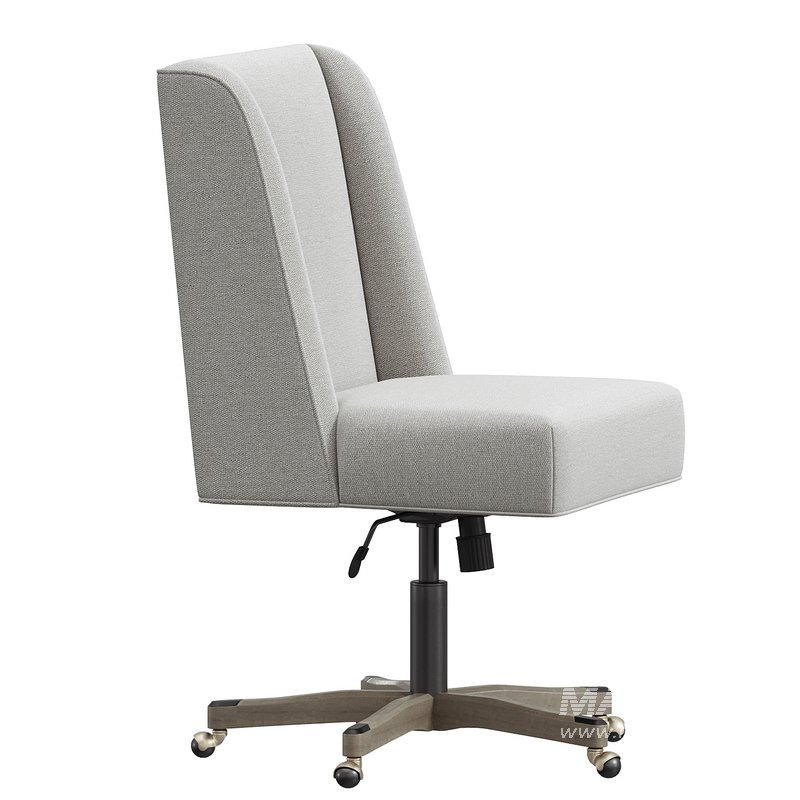 Linon Draper Upholstered Swivel Office Chair in Natural Linen - Image 3