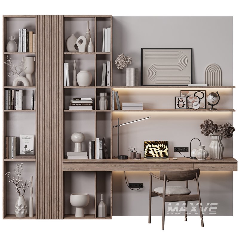 Modern Minimalist Study Unit with Shelves - Image 3