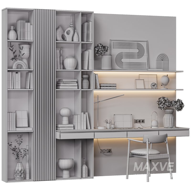 Modern Minimalist Study Unit with Shelves - Image 5