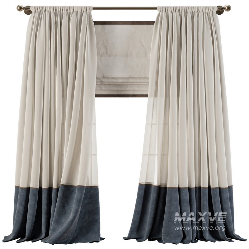 Two Tone Velvet Bottom Curtains 61 - Image 1