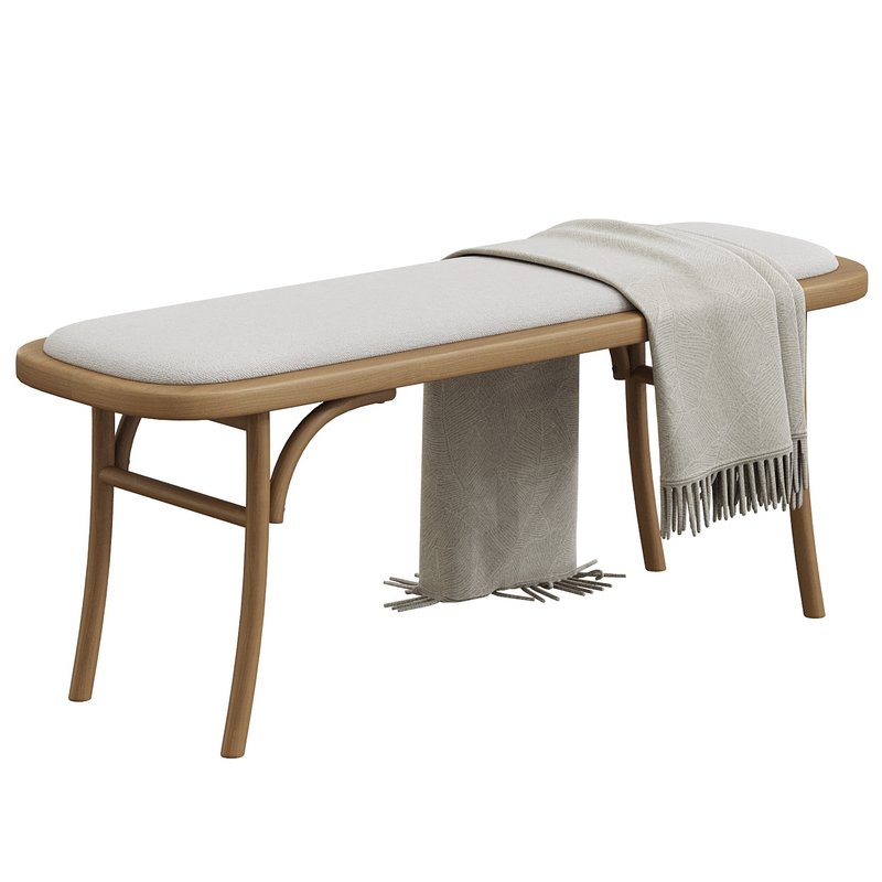 Round Wood Padded Bench - Image 1