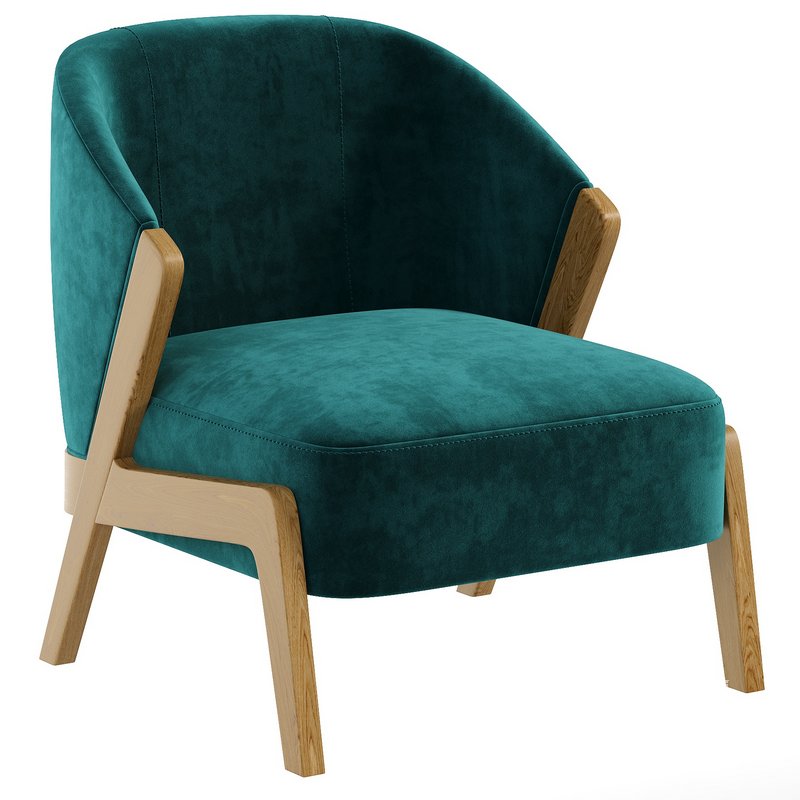 Bronx Frame Fine Chenille Moss Green Turner Wooden Accent Chair - Image 1
