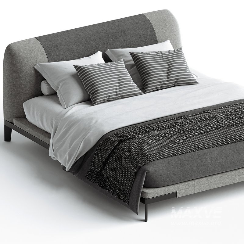 ADESSO bed in light blue genuine leather and metal base By Legame Italia - Image 2