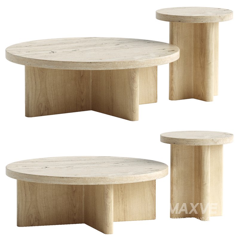 Travertine Marble Round Coffee Table - Image 1