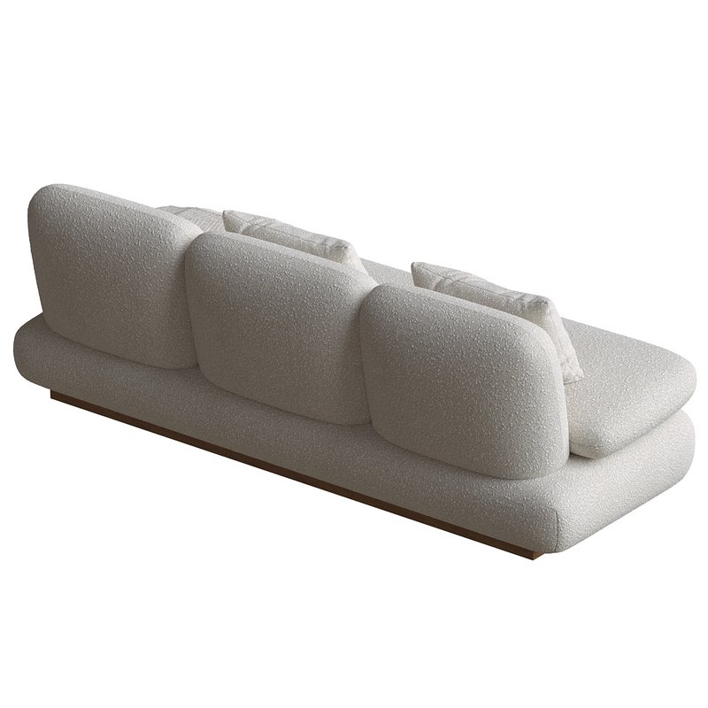 Modern Drama White Boucle Pouf Sofa - Image 4