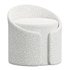 Modern White Round Lamb Wool Vanity Stool with Backrest - Thumbnail 1