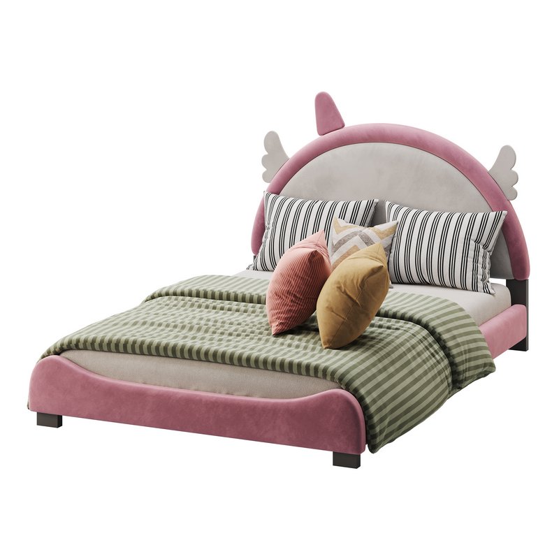 Full Size PU Leather Upholstered Princess Bed - Image 5