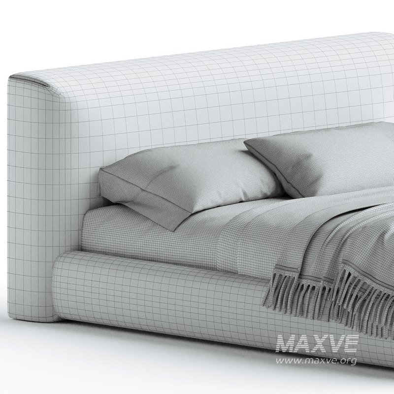 Amabilis Gray Cotton Linen Gray Fabric Contemporary Rectangular Headboard Bed Frame - Image 3