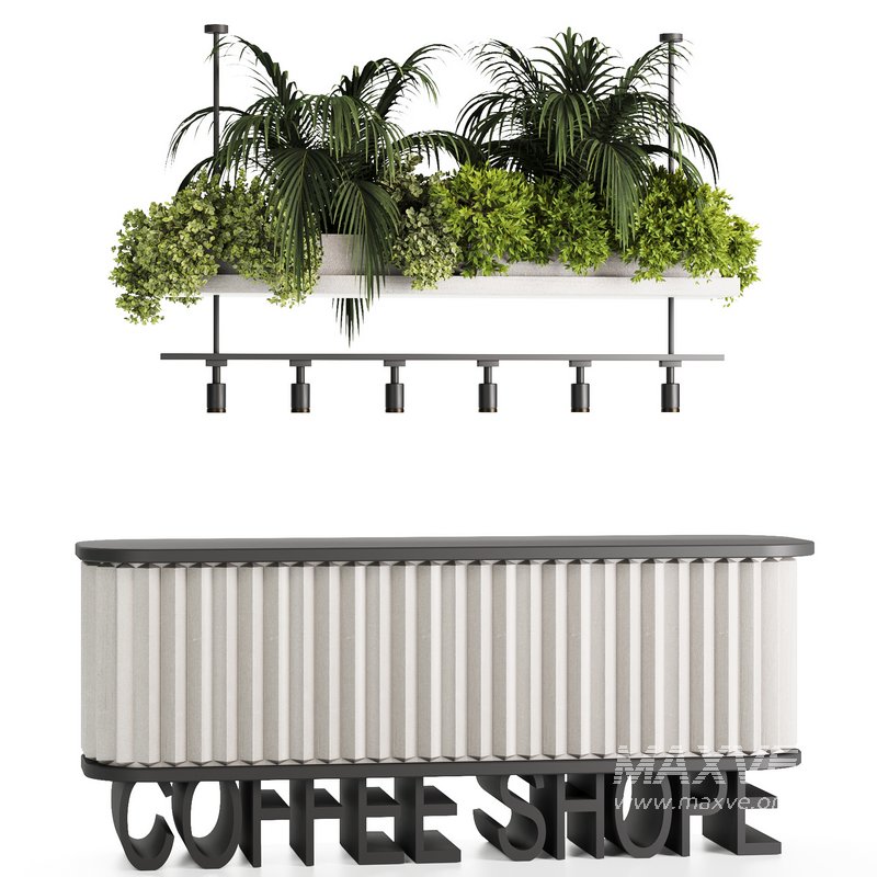 Reception Desk With Hanging Plants – Set11 - Image 1