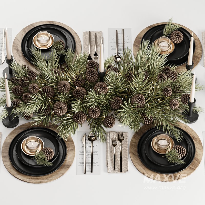 Winter Pine Table Setting Elegance - Image 2