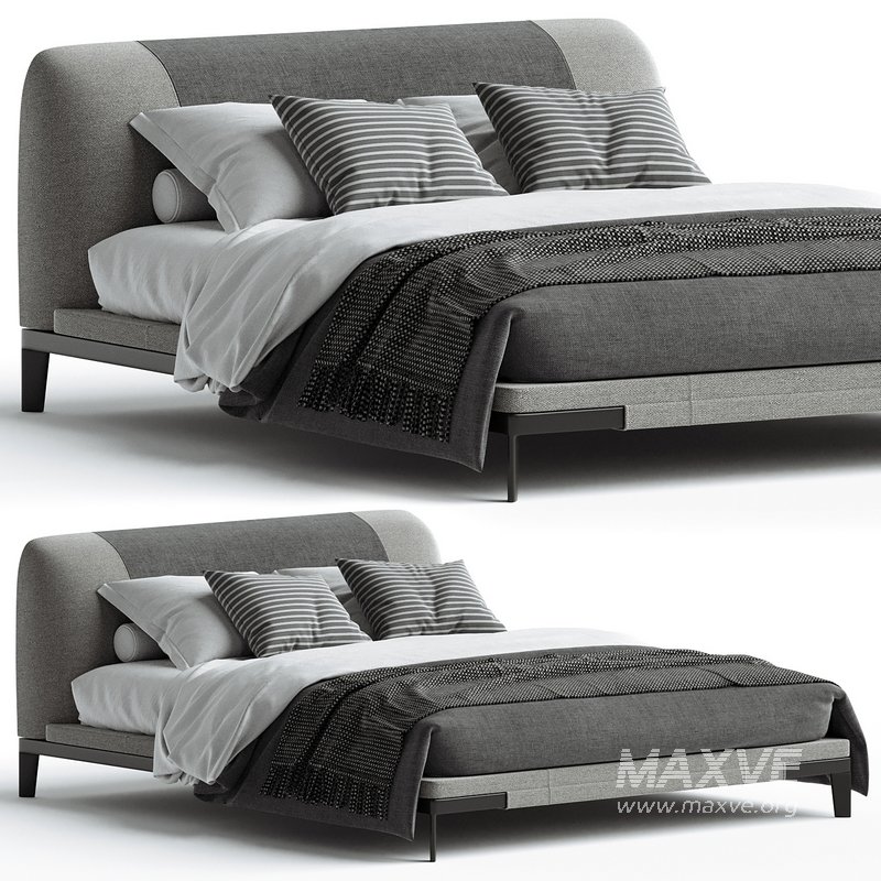 ADESSO bed in light blue genuine leather and metal base By Legame Italia - Image 1