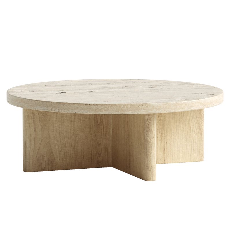 Travertine Marble Round Coffee Table - Image 4