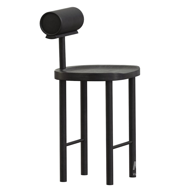 UNA Counter Stool in Black Stained Ash and Upholstered Back by Estudio Persona - Image 3