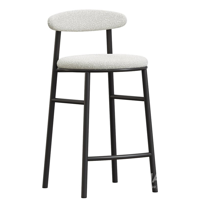 Oneal 65cm Bar Stool Moon White Boucle and Black Legs - Image 3