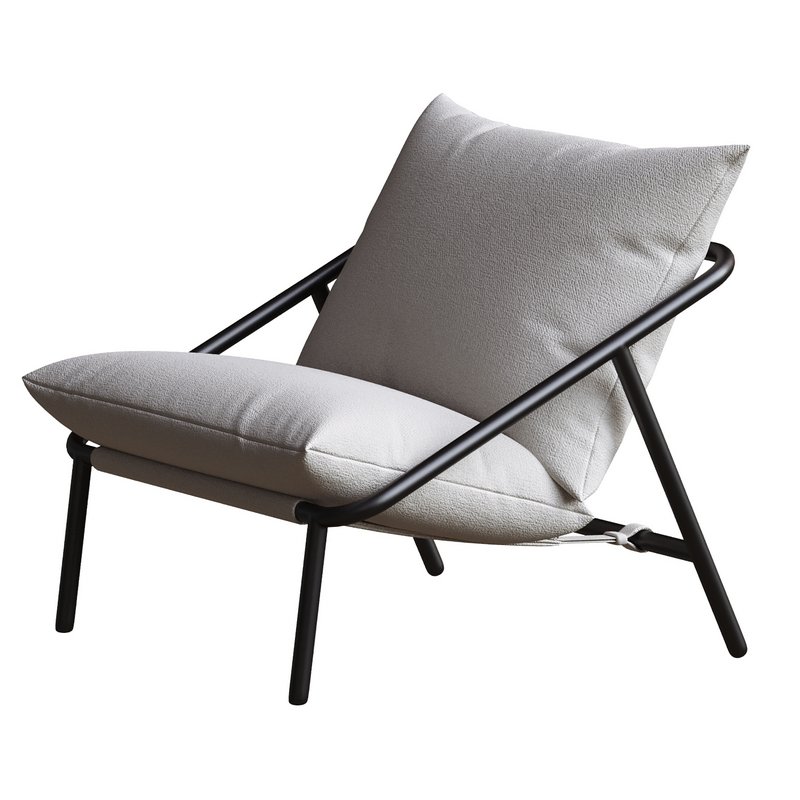 Ayatt Modern Metal Frame Sling Accent Armchair - Image 3