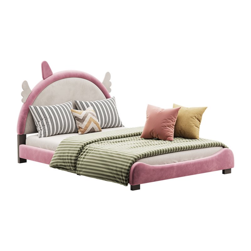 Full Size PU Leather Upholstered Princess Bed - Image 3