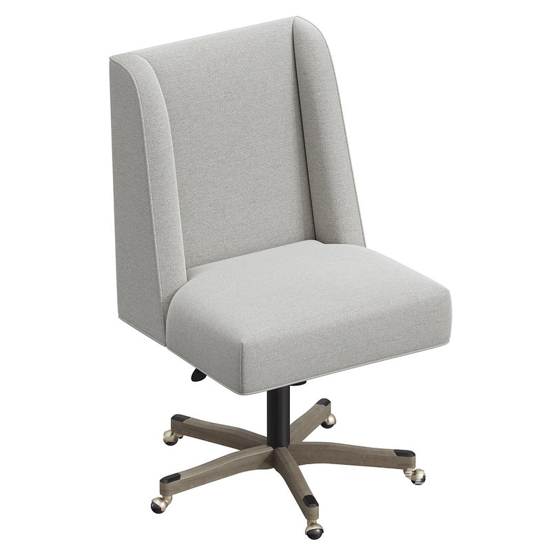 Linon Draper Upholstered Swivel Office Chair in Natural Linen - Image 2