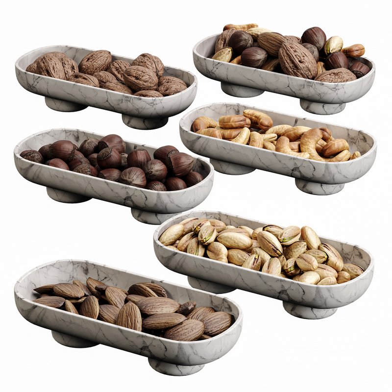 Marble Serving Bowls with Assorted Nuts - Image 2