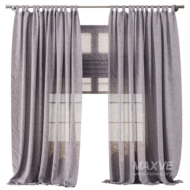 Classic Linen Curtain Set with Metal Rings and Roman shade 63 - Image 2