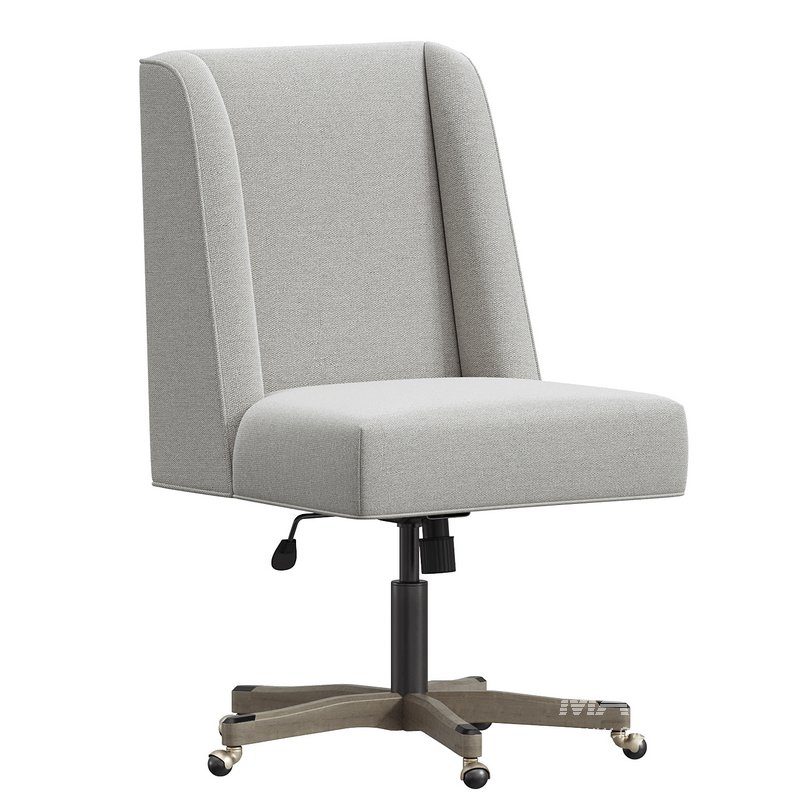 Linon Draper Upholstered Swivel Office Chair in Natural Linen - Image 1