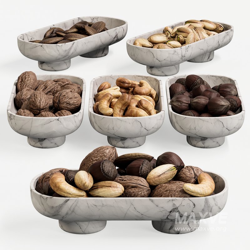 Marble Serving Bowls with Assorted Nuts - Image 3
