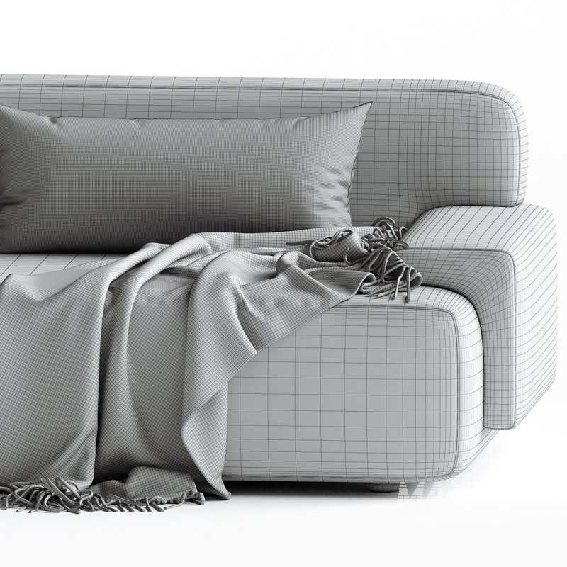 Popus Editions Lena 3 Seater Sofa in Egg Shell Off-White Como Velvet Fabric - Image 4