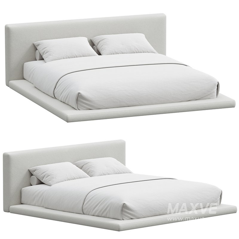 Cesar Suede Fabric Contemporary Minimalist Bed Frame King Size - Image 1