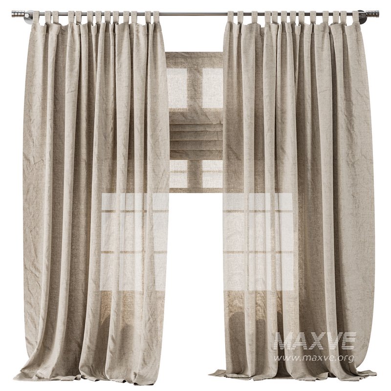 Classic Linen Curtain Set with Metal Rings and Roman shade 63 - Image 5