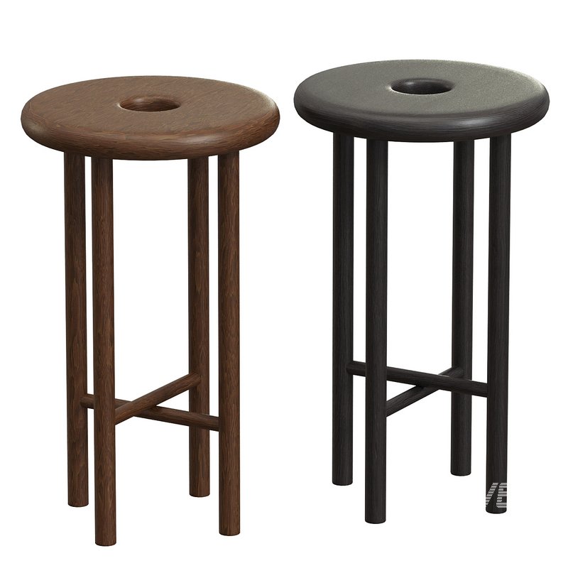 Custom Walnut Wood Round Bar Stool - Image 3