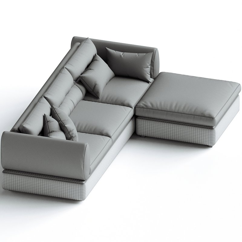 Blanche Parma Three-seater sofa with pouf 02 - Image 3