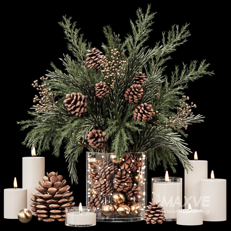 Christmas Pine Cone Decor Set - Image 1