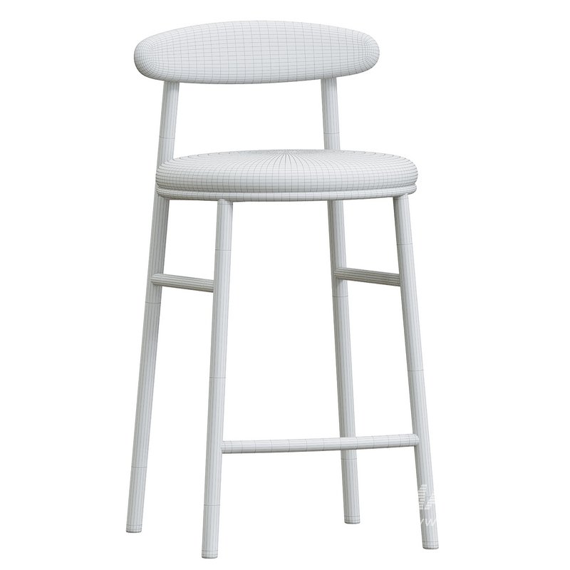Oneal 65cm Bar Stool Moon White Boucle and Black Legs - Image 4