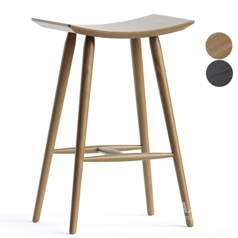 Yoko Curved Ash Wood Barstool - Image 3
