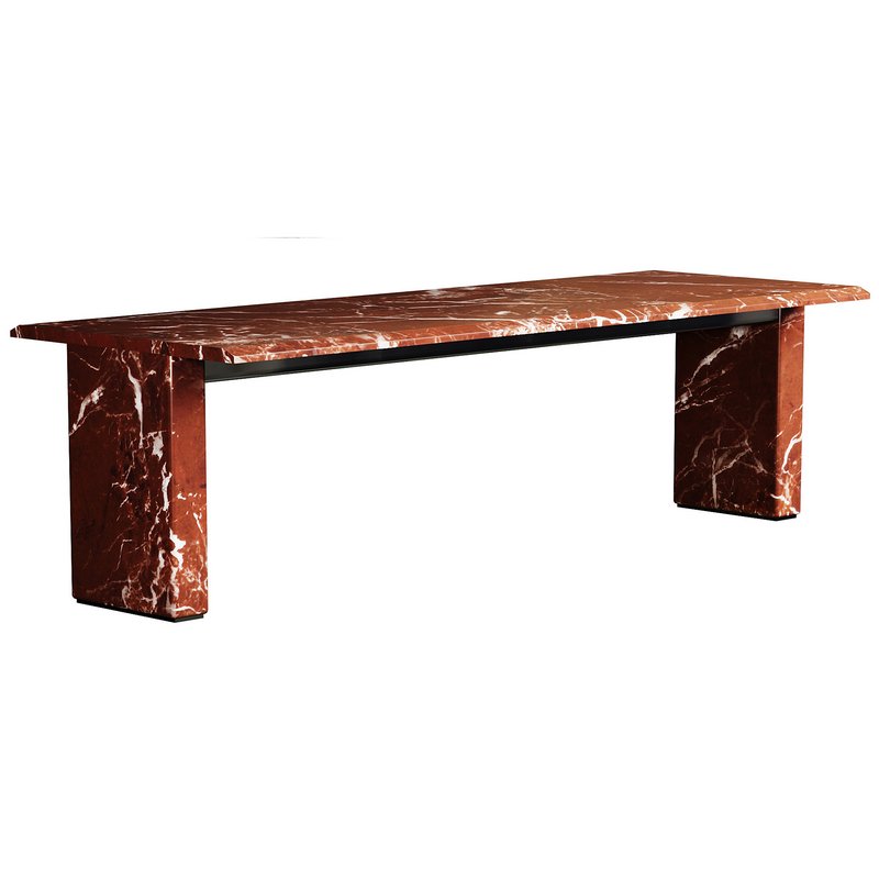 Rectangular Rojo Levanto marble table By B&B Italia - Image 3