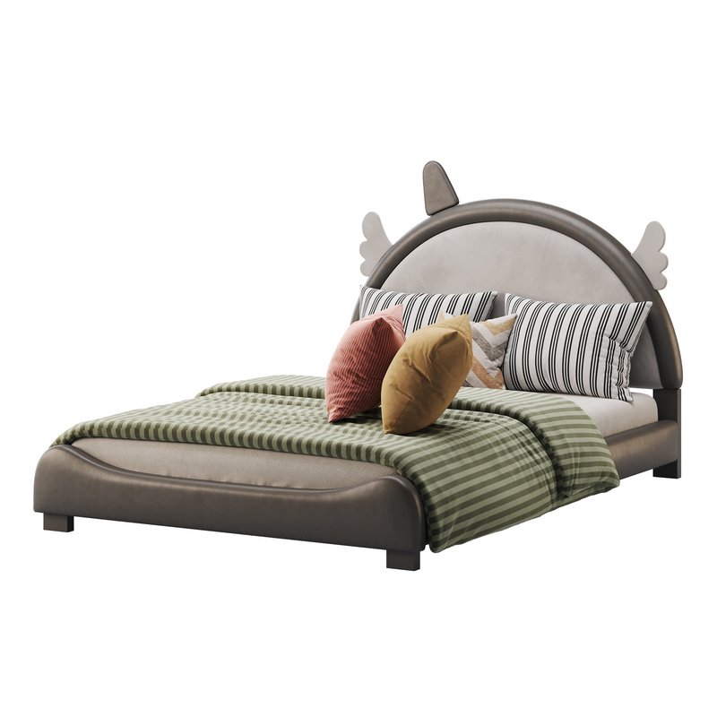 Full Size PU Leather Upholstered Princess Bed - Image 9