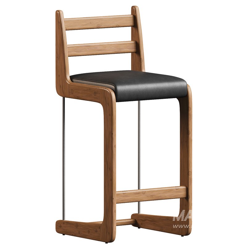 Oak and Leather Cruz Barstool - Image 1