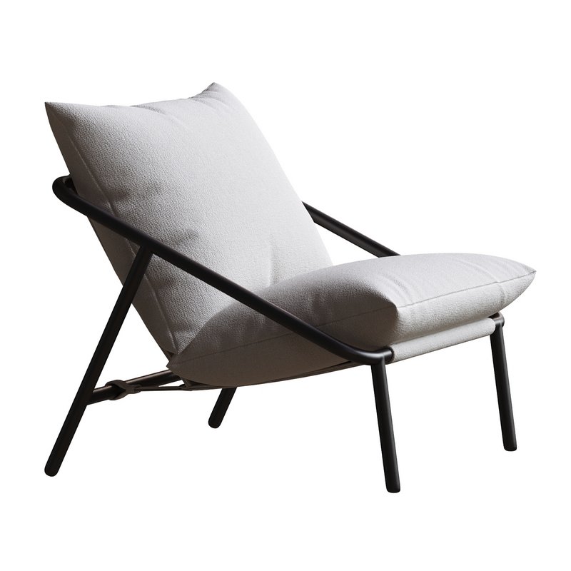 Ayatt Modern Metal Frame Sling Accent Armchair - Image 2