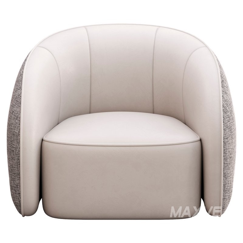 BeigeRed Leather Sofa Chair - Image 3