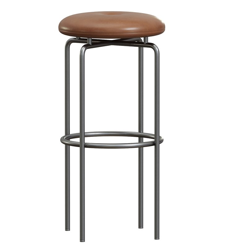 Circular Bar Stool in Bronze and Leather Designed by Craig Bassam - Image 4