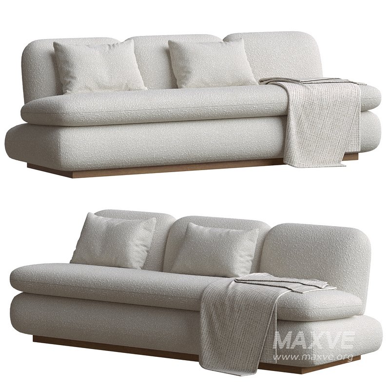 Modern Drama White Boucle Pouf Sofa - Image 2
