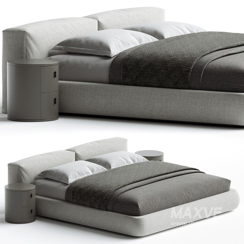 Amos Boucle White Contemporary Rectangular Head Board Bed Frame King Size - Image 1